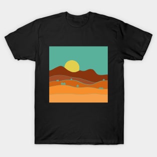 Landscape mountains and hills, orange and blue, outdoors, wilderness, peaks, horizon T-Shirt